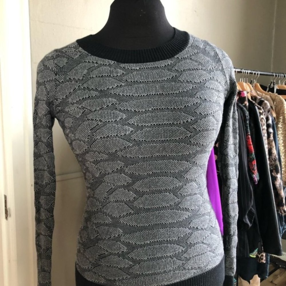 Express  Sweater‎  Gray Slim Long Sleeve Shirt Blouse XS